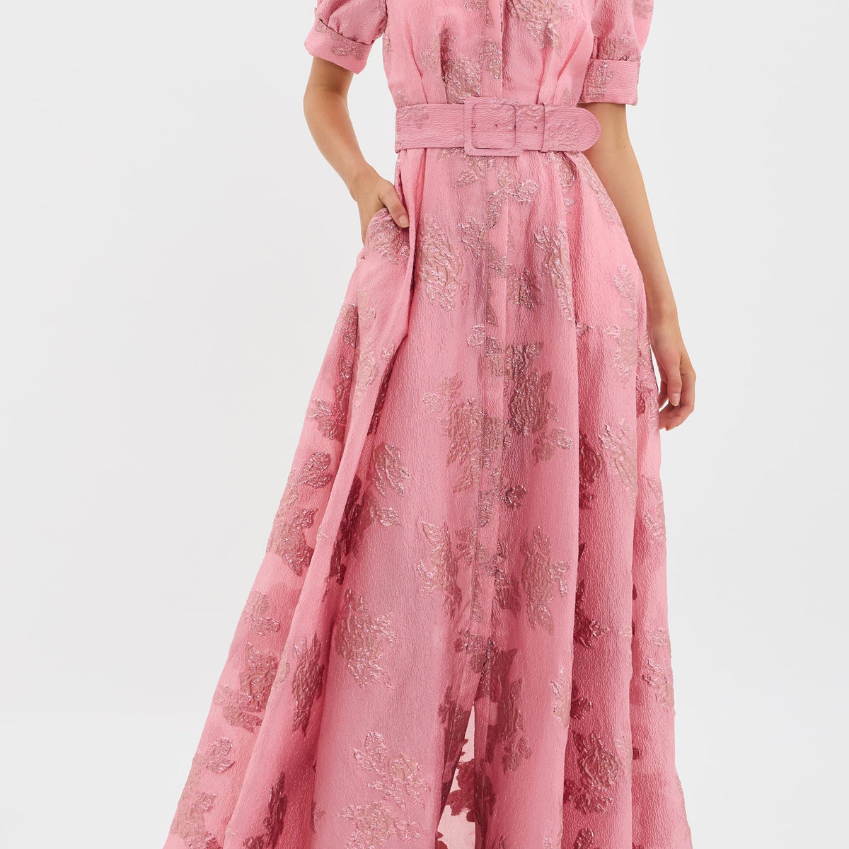 מאיה™ | שמלה עם שרוולים נפוחים קצרים