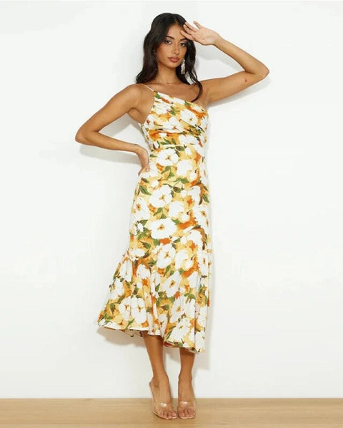 Cynthia - שמלת סאטן פרחונית