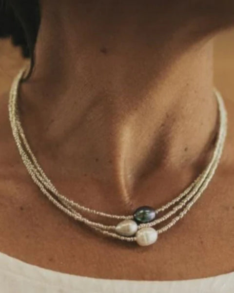 שרשרת פנינים וינטג' בעבודת יד