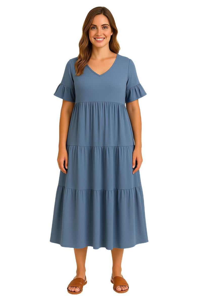 וונקובר | שמלת V-צוואר עם שליטה על הבטן