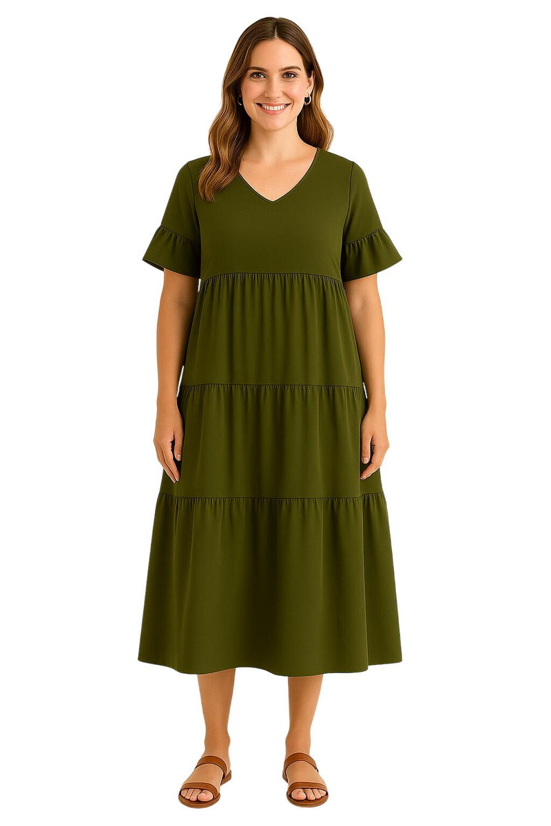 וונקובר | שמלת V-צוואר עם שליטה על הבטן