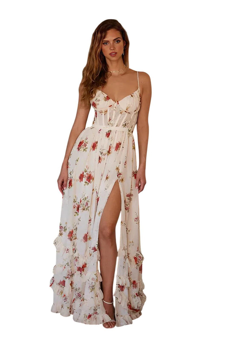 ויולט | שמלת מידי עם דגם פרחוני