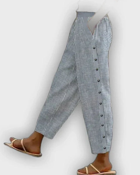 מכנסי פשתן קלילים עם פסים - נוחים ואופנתיים