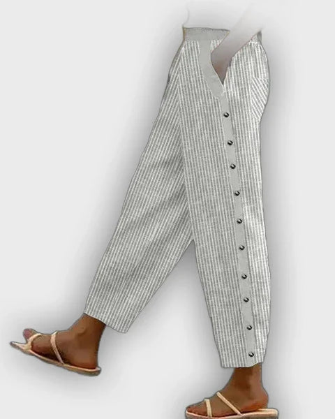 מכנסי פשתן קלילים עם פסים - נוחים ואופנתיים