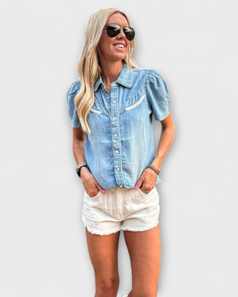 חולצת בוקרים מערבית בכפתורים לנשים