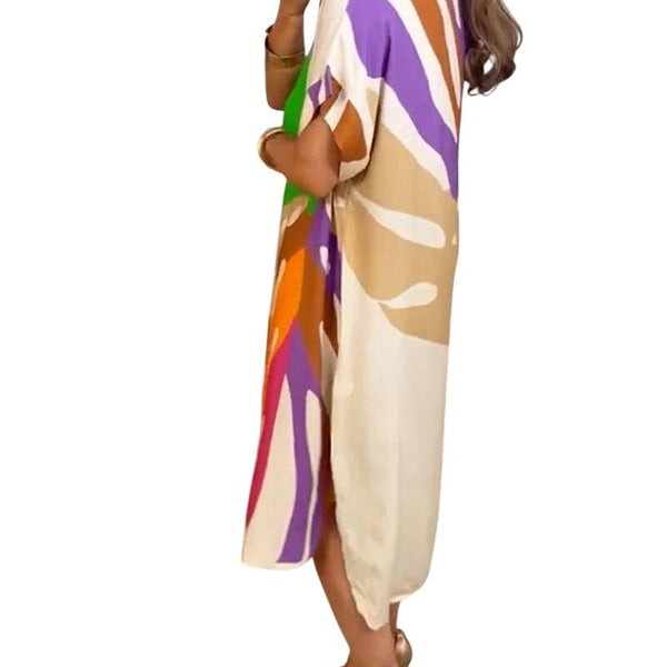 שמלת קימוני עם הדפס עלים חיוניים