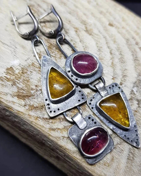 עגילי משולש גיאומטריים רטרו