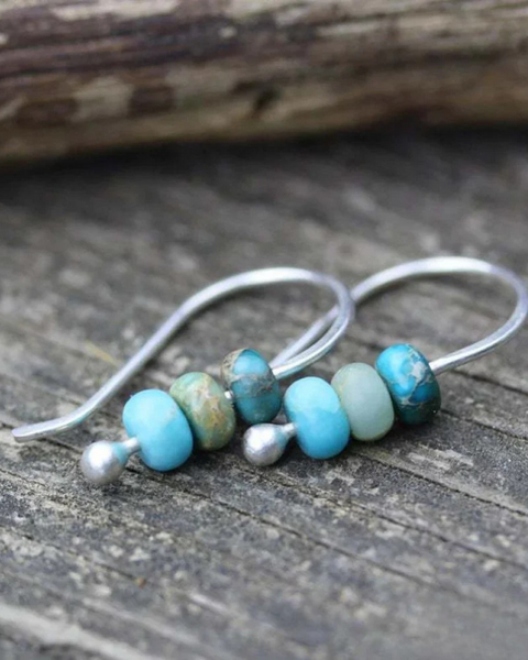 עגילי פנינה טורקיז יוקרתיים