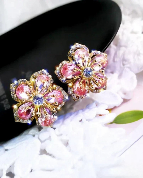 עגילי כסף סטרלינג עם זרקונים צבעוניים