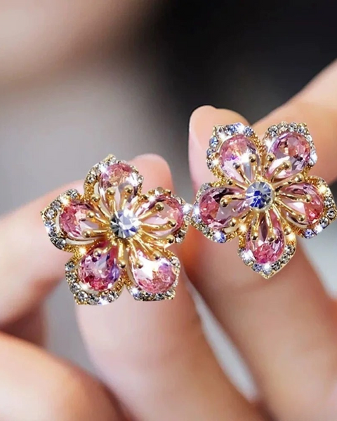 עגילי כסף סטרלינג עם זרקונים צבעוניים