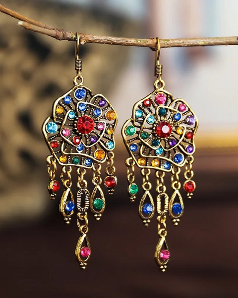 עגילי מנדלה רטרו צבעוניים