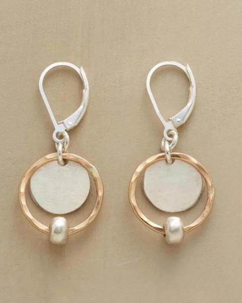 עגילי פנינה וינטג' עם ציפוי זהב וכסף