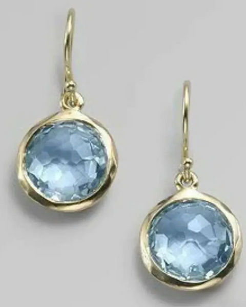 עגילי רטרו כחולים עם תליון