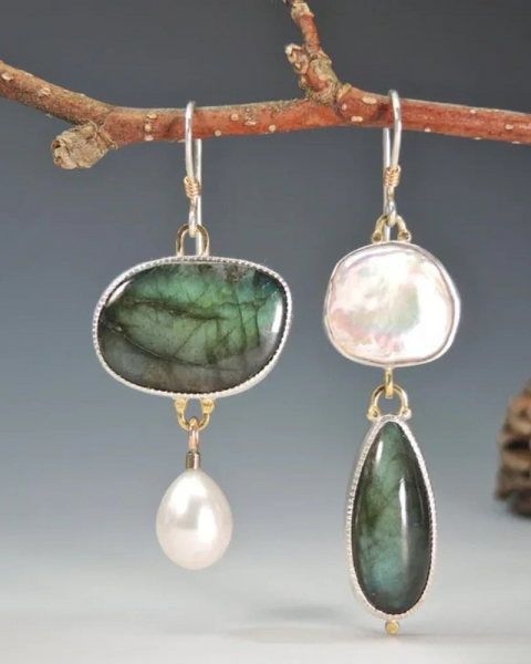 עגילי אבן רטרו עם גימור יוקרתי