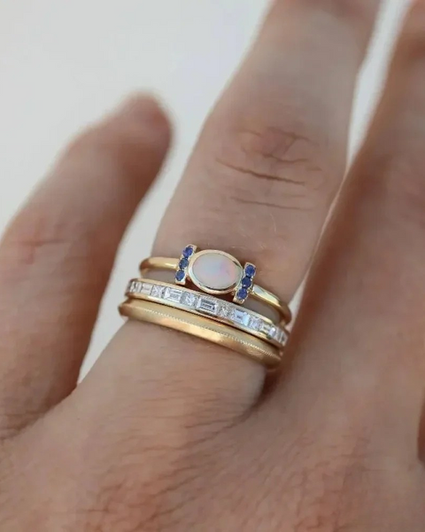 סט טבעות אופל זהב וינטאג'