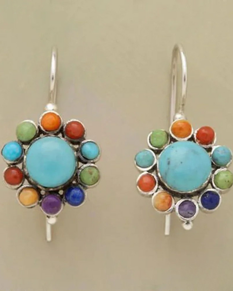 עגילי טורקיז עגולים בגוונים שונים