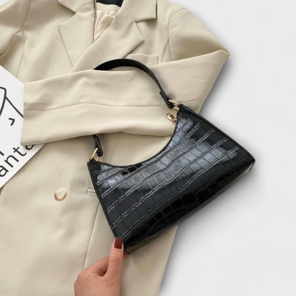 תיק עור מבריק הלורה - סגנון ופונקציונליות מושלמת