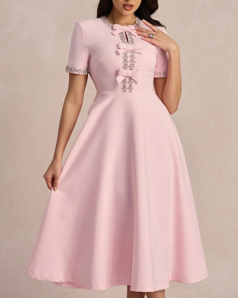 רפאלה™ | שמלה בגזרת א עם קשתות וחרוזים