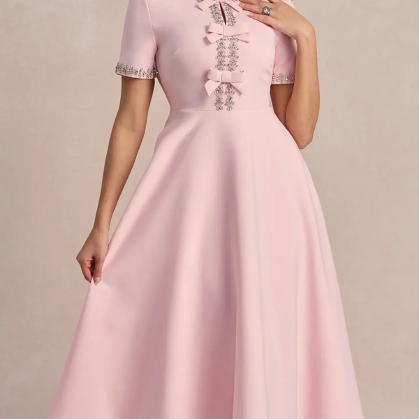 רפאלה™ | שמלה בגזרת א עם קשתות וחרוזים