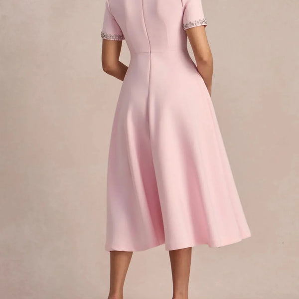 רפאלה™ | שמלה בגזרת א עם קשתות וחרוזים