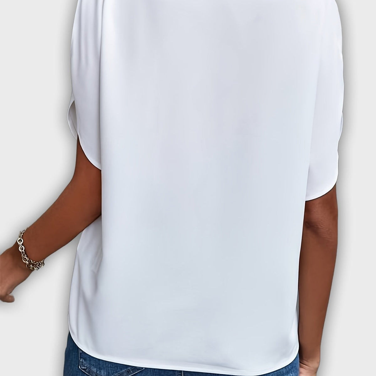 חולצת נשים אלגנטית מכותנה פוליאסטר עם שרוולים קצרים