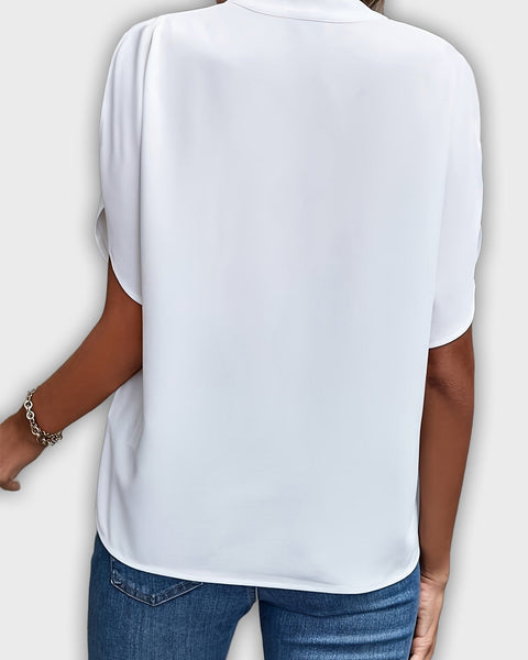 חולצת נשים אלגנטית מכותנה פוליאסטר עם שרוולים קצרים