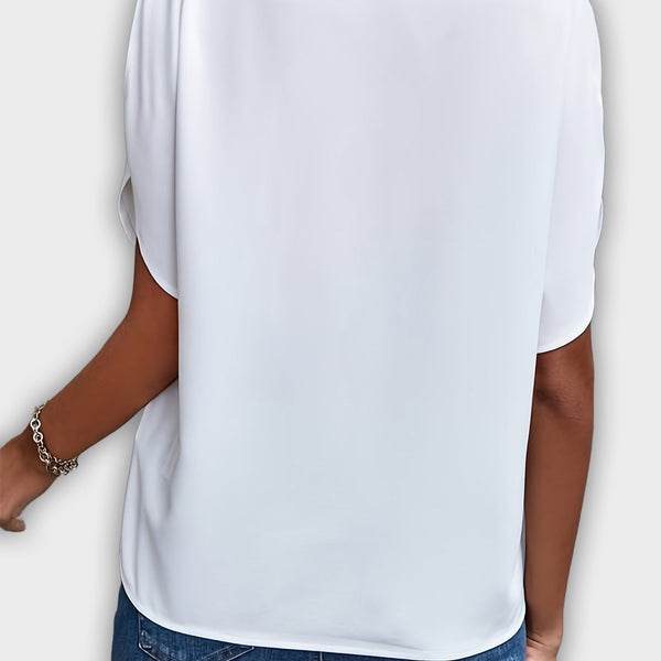 חולצת נשים אלגנטית מכותנה פוליאסטר עם שרוולים קצרים