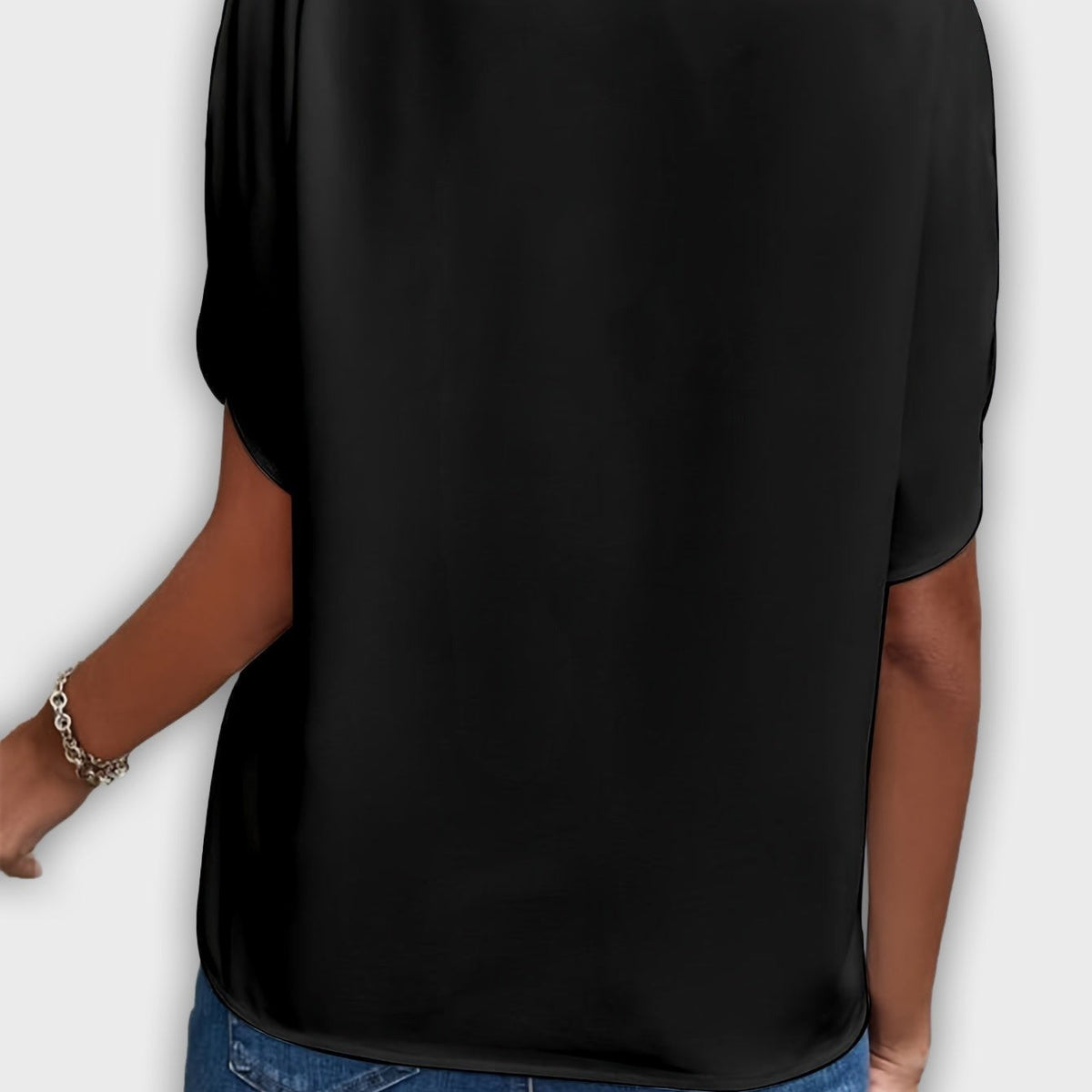 חולצת נשים אלגנטית מכותנה פוליאסטר עם שרוולים קצרים