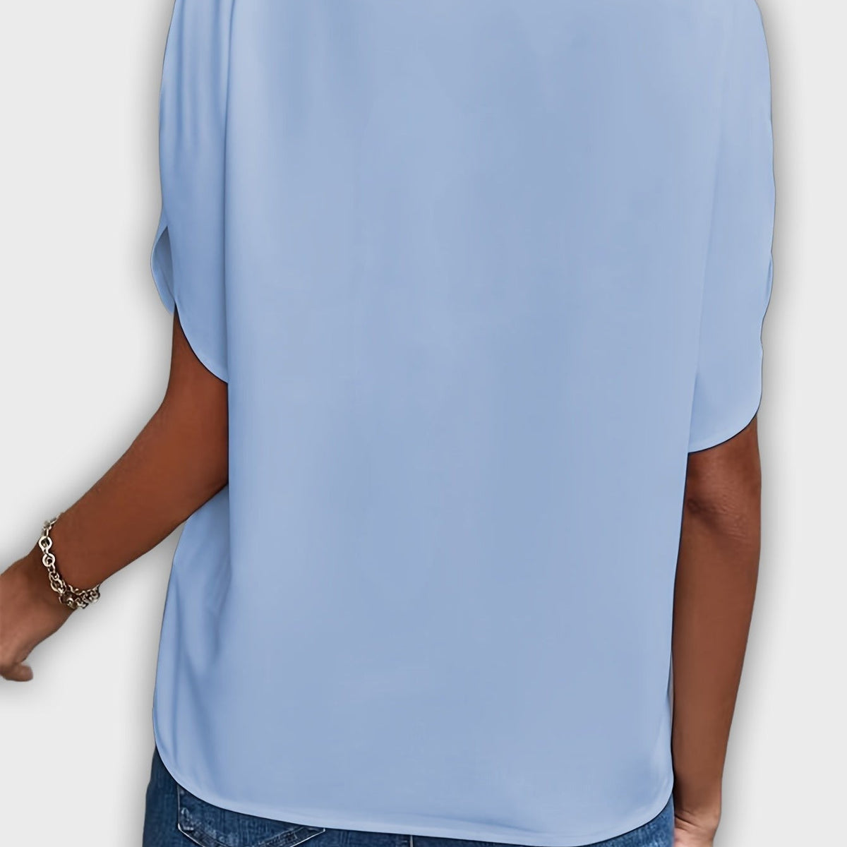 חולצת נשים אלגנטית מכותנה פוליאסטר עם שרוולים קצרים