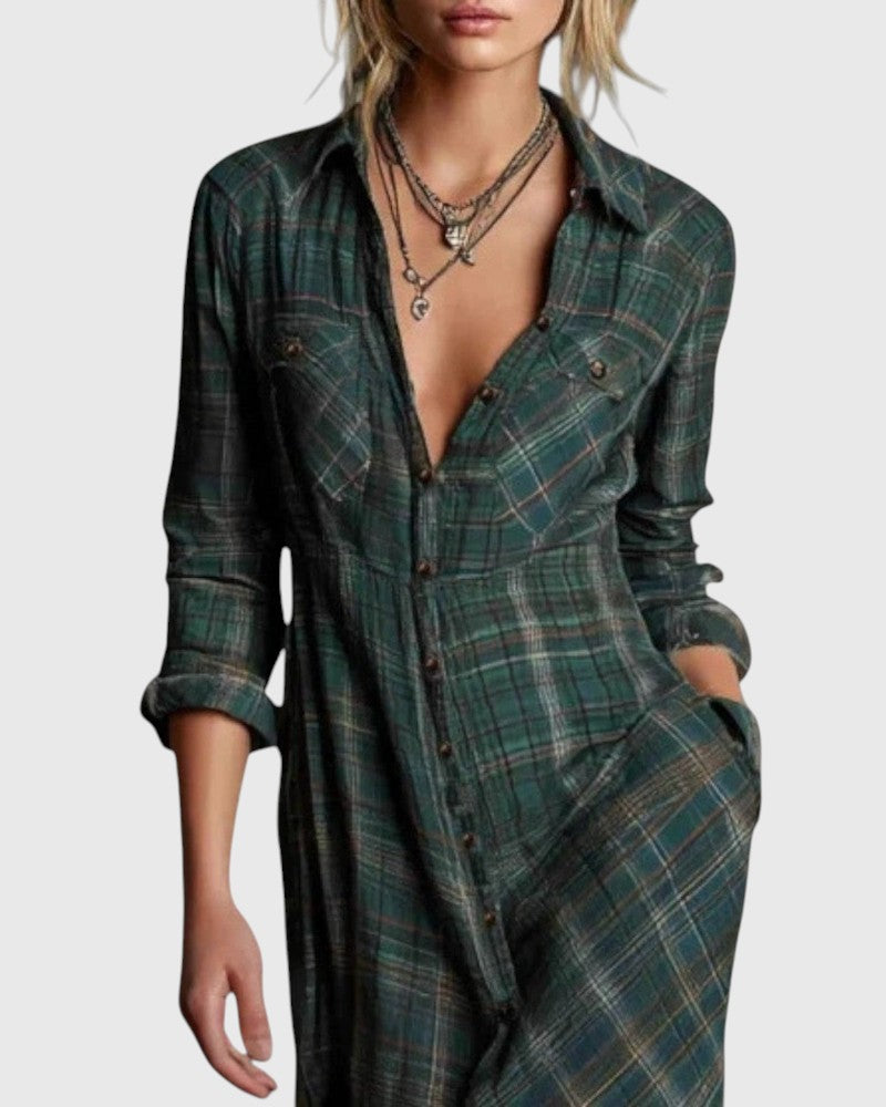 אלינה – שמלת מקסי קלאסית משובצת