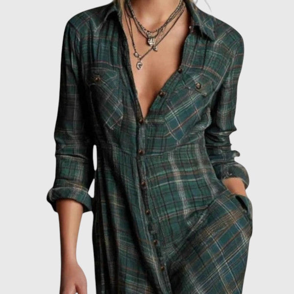 אלינה – שמלת מקסי קלאסית משובצת