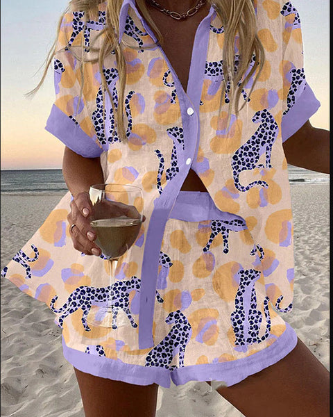 ריאוליה™ | חליפת לייקרה קצרה עם הדפס נמר