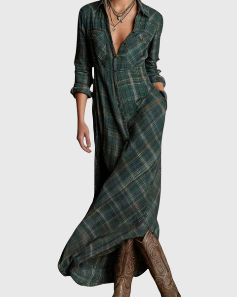 אלינה – שמלת מקסי קלאסית משובצת