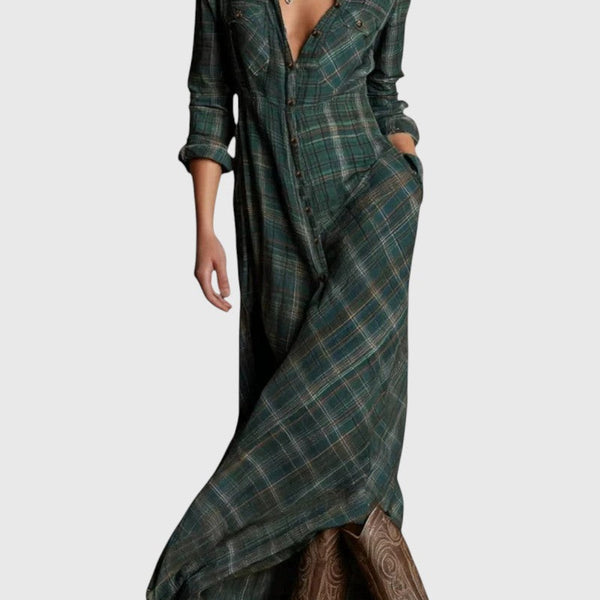 אלינה – שמלת מקסי קלאסית משובצת