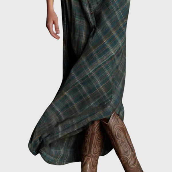 אלינה – שמלת מקסי קלאסית משובצת