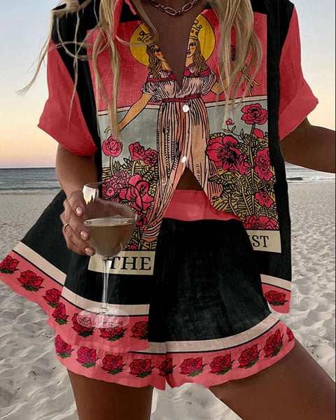 יסלין™ | חליפת לונג באורך קצר מלבד בתולי ורוד