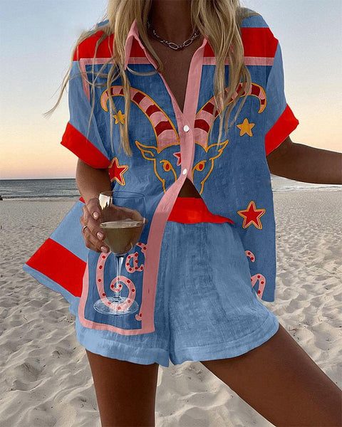 ג'ורל™ | חליפת לין קצרה עם הדפס של עזים