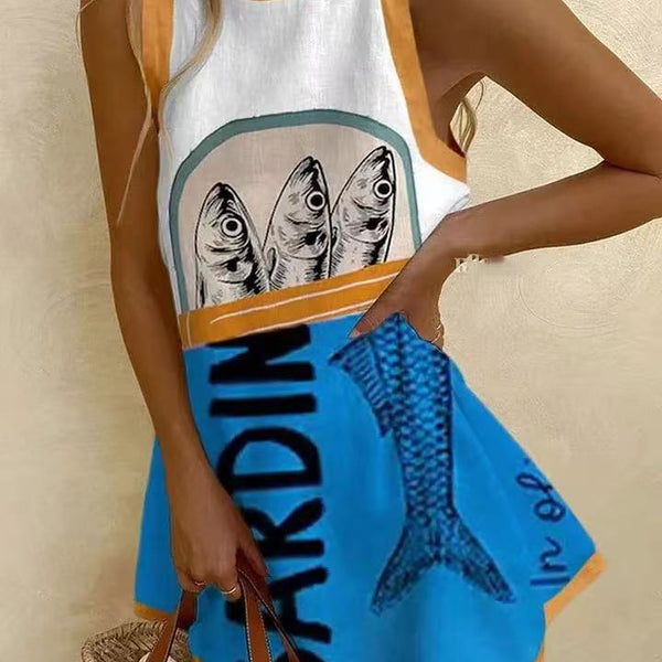 איזוריה™ | שמלה מיניאטורית עם הדפס כחול