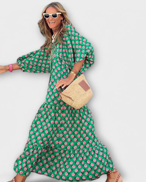 שמלת מקסי גיאומטרית אלגנטית לנוחות וסטייל