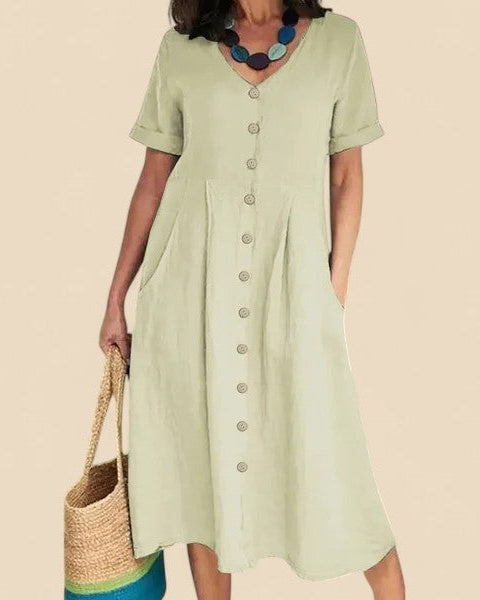 Vivienne - שמלת כותנה עם שרוולים קצרים