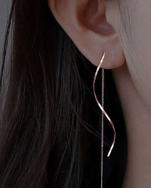 עגילי גלים ארוכים בעיצוב ייחודי