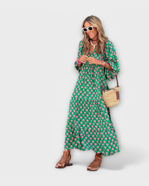 שמלת מקסי גיאומטרית אלגנטית לנוחות וסטייל