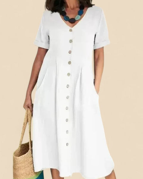 Vivienne - שמלת כותנה עם שרוולים קצרים