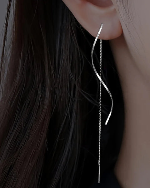 עגילי גלים ארוכים בעיצוב ייחודי