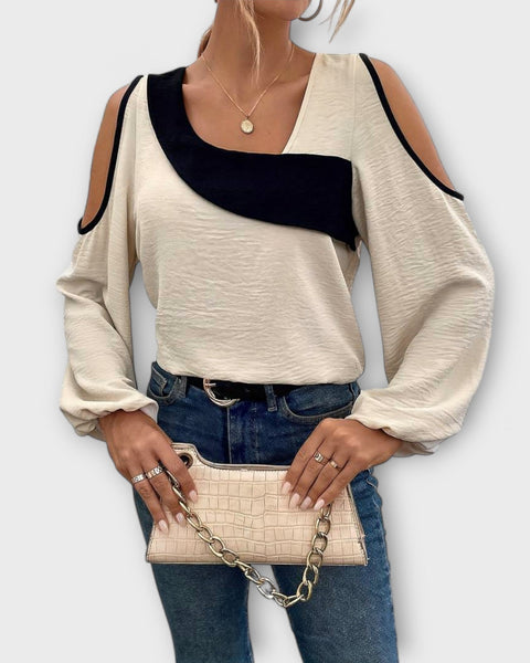 חולצת צווארון מרובע עם שרוולים ארוכים סקארלט