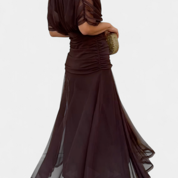 אלונדרה שמלה ארוכה עם הדפס פרחוני פנטזיה וצווארון בצורת V