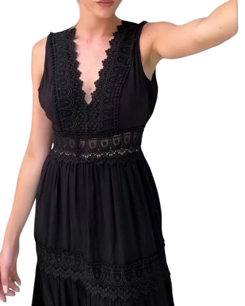 קלרה – שמלת מקסי אלגנטית מתחרה עם צווארון וי