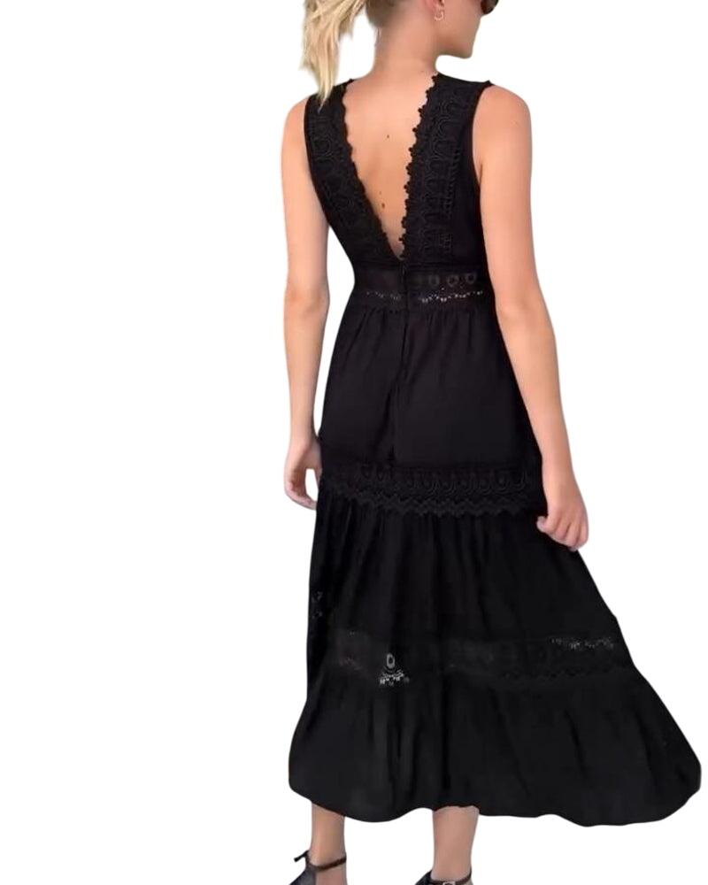 קלרה – שמלת מקסי אלגנטית מתחרה עם צווארון וי