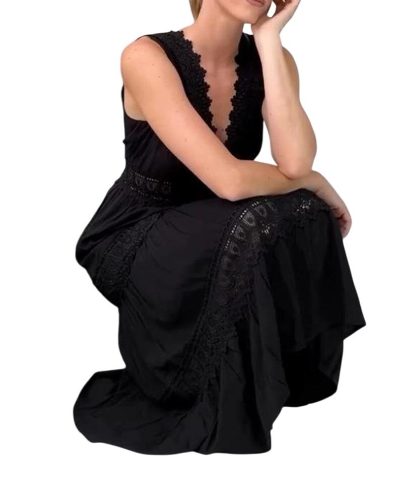 קלרה – שמלת מקסי אלגנטית מתחרה עם צווארון וי