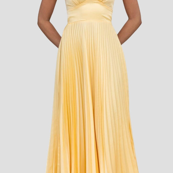 אניקה – שמלת מקסי צהובה עם קפלים